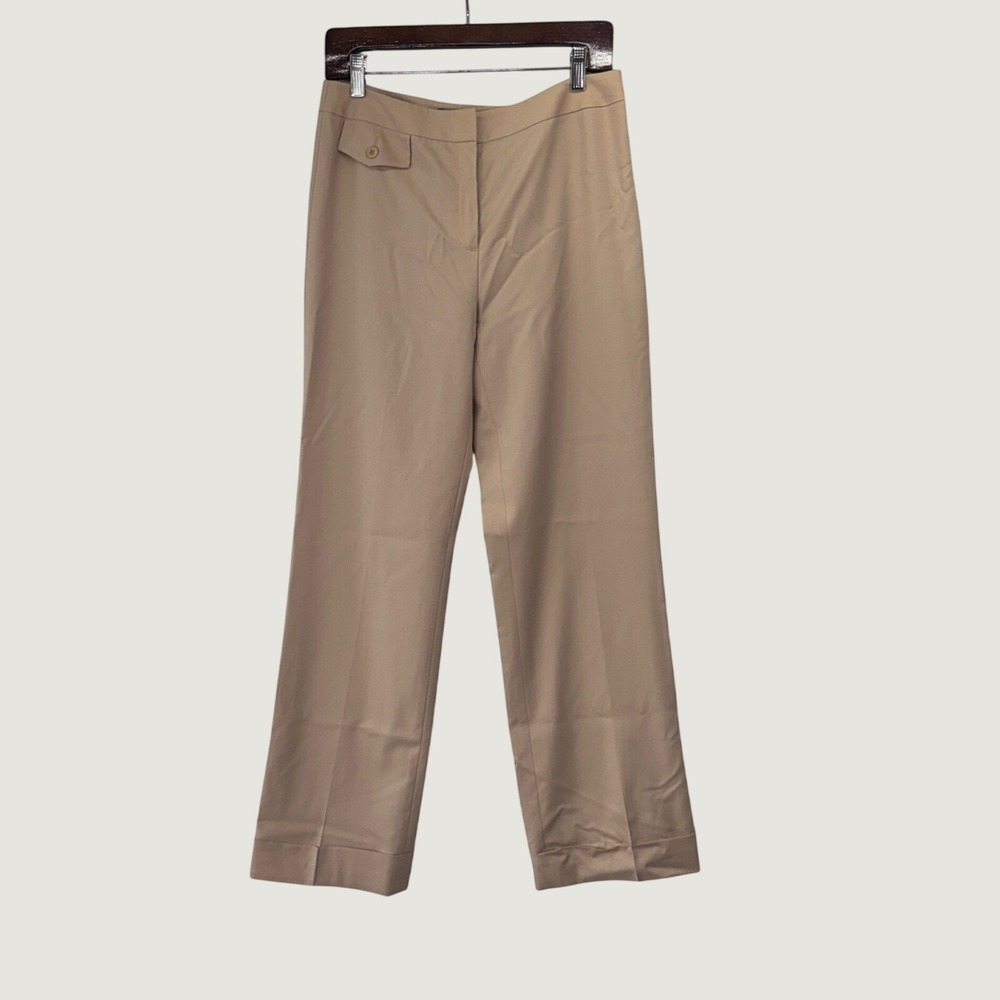 Saks‎ Fifth Avenue Loro Piana Wool Trousers 4 Tan Classic Straight Leg Pants